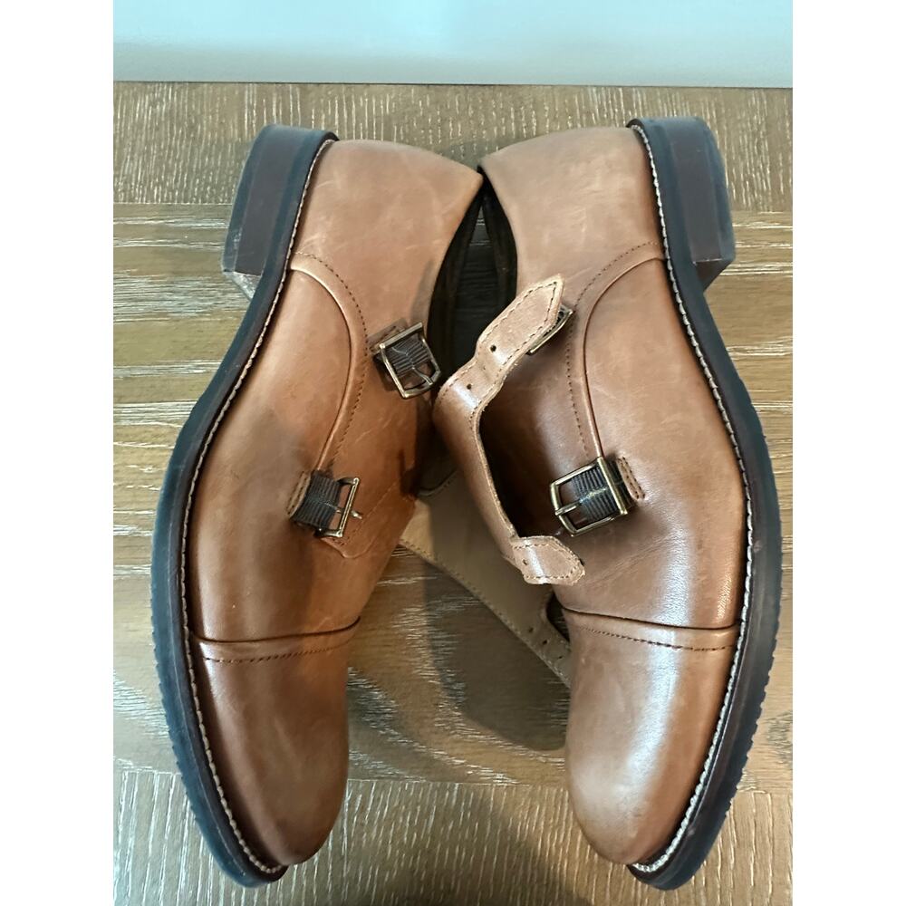 Stafford Men’s Size 8M Tan Brown Leather Double Monk Strap Dress Shoes Oxford - Picture 8 of 11